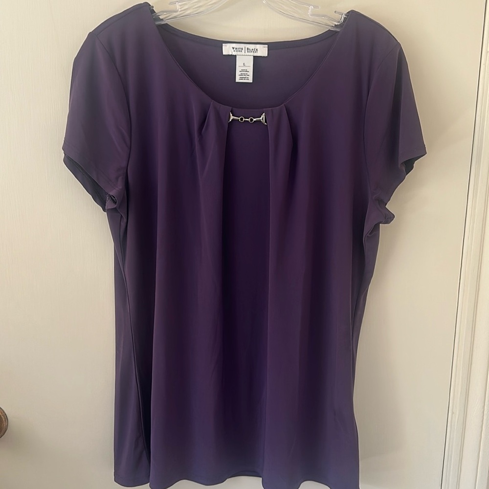 White House Black Market- purple knit top, Size L
